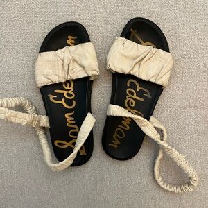 Sam Edelman Cream Textured Strap Sandals